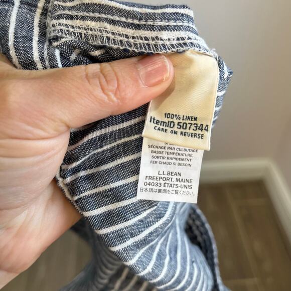 L.L. Bean Premium Washable Linen Pull-On Pants Stripe Relaxed Wide Leg 4P - Picture 6 of 9